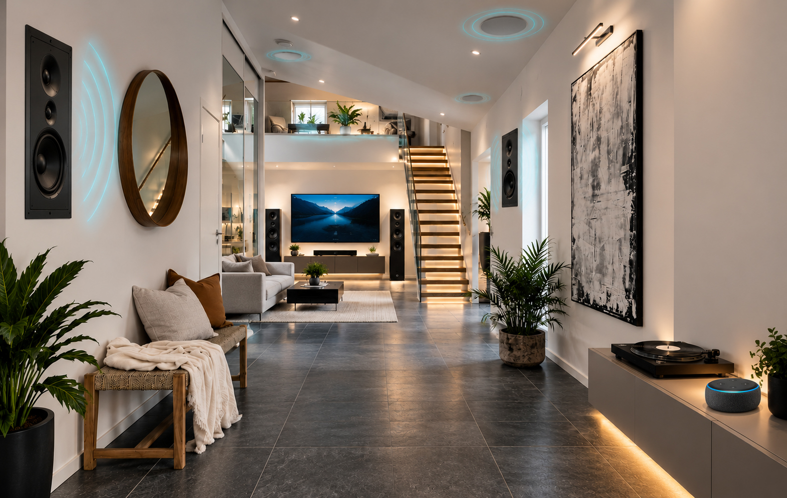 Wireless speakers set up for whole-home audio
